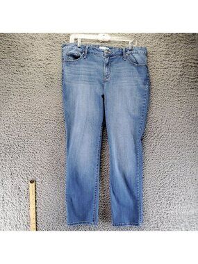 New Directions Jeans Womens 16 Petite Blue Straight Leg Stretch Denim *Read*